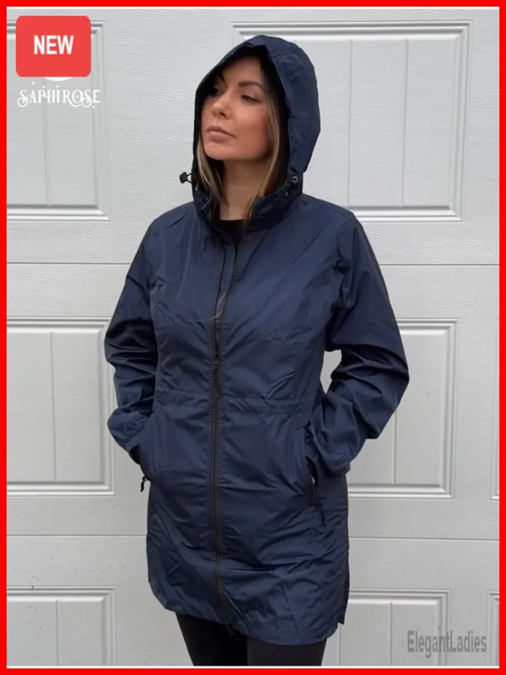 Lightweight Packable Raincoat Waterproof Hooded Windbreaker Long Rain Jacket